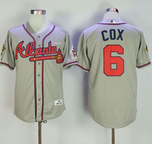 Mitchell And Ness 1995 Braves #6 Bobby Cox Grey Throwback Stitched MLB Jersey